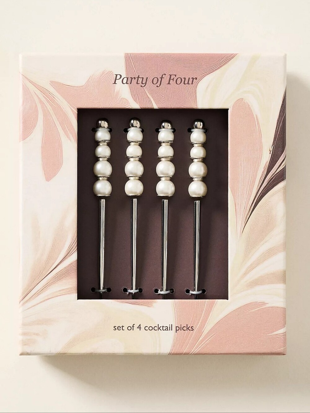 Anthropologie Delphine Pearl Cocktail Picks, Set of 4